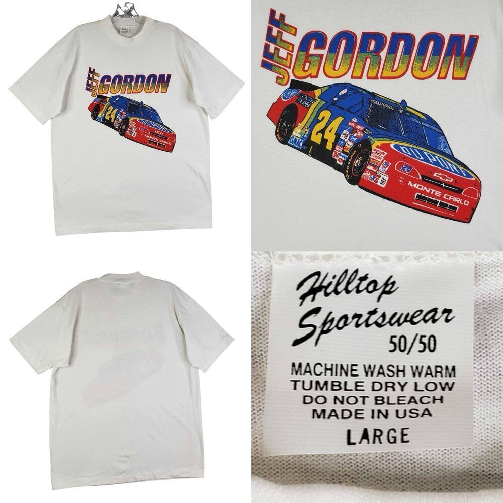 Vintage Jeff Gordon Tee Shirt White Graphic Men’s Size Large L Single Stitch